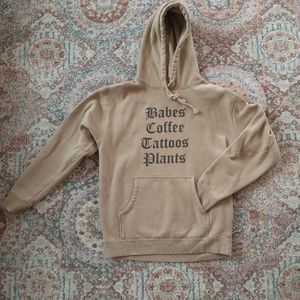 Babes, Coffee, Tattoos, Plants Olive Green Hoodie